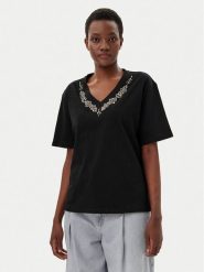 Liu Jo T-Shirt WA5146 JS923 Czarny Regular Fit. Czarne t-shirty damskie Liu Jo, xs, bez wzorów, z bawełny, bez kołnierzyka, bez ramiączek. Za 219.99 zł.