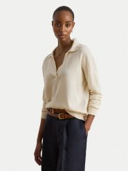LAUREN RALPH LAUREN Sweter 200P14056001 Kremowy Regular Fit. Białe swetry nierozpinane damskie Lauren Ralph Lauren, xl, bez wzorów, bez kołnierzyka, bez ramiączek. Za 769.99 zł.