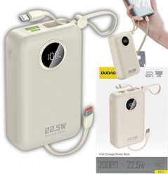 Powerbank Dudao Powerbank Dudao K14+ 20000mAh 22.5W USB-C / USB-A / wbudowane kable Lightning i USB-C - biały. Białe powerbanki Dudao. Za 70.81 zł.