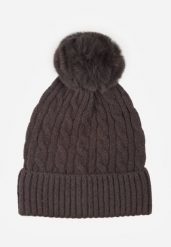 Szara Czapka w Warkoczowy Splot z Pomponem Vetisare. Szare czapki damskie Born2be, bez wzorów, z dzianiny. Za 34.99 zł.