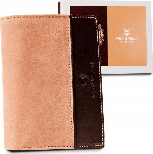 Peterson Duży, Dwukolorowy Portfel Męski Ze Skóry Naturalnej !. Portfele męskie Peterson, bez wzorów, ze skóry. Za 150.40 zł.