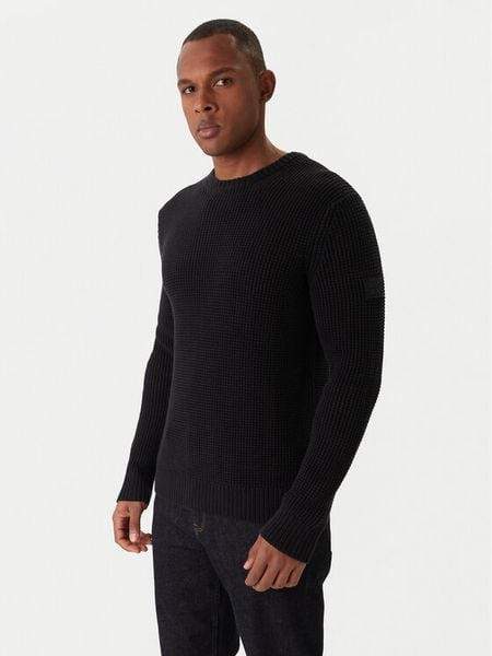 JOOP! Jeans Sweter Harono 30047662 Czarny Modern Fit. Czarne swetry męskie JOOP! Jeans, m, bez wzorów, z bawełny, bez kołnierzyka, bez ramiączek. Za 659.99 zł.