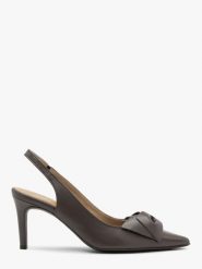 Szare czółenka slingback z kokardą OFELIA. Szare czółenka damskie Ryłko, bez wzorów, z materiału, biznesowe, bez obcasa, na obcasie, bez zapięcia. Za 399.99 zł.