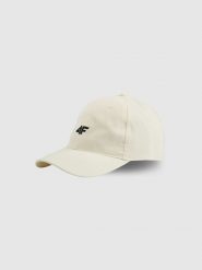 4F Czapka z daszkiem strapback uniseks - biała S/M (58cm). Białe czapki damskie 4F, bez wzorów, z bawełny, klasyczne. Za 49.99 zł.