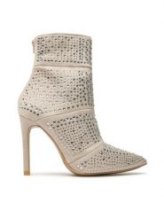 DeeZee Botki H120403-01 Beżowy. Brązowe botki damskie DeeZee, bez wzorów, z materiału, bez obcasa, na szpilce, bez zapięcia. Za 169.99 zł.