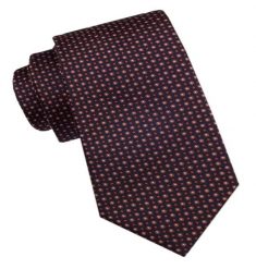 Elegancki Męski Krawat - Alties - Granat w Ciemno-Czerwone Groszki. Czerwone krawaty i muchy Alties, bez wzorów, z tkaniny, eleganckie. Za 49.00 zł.