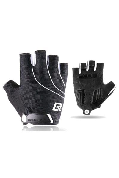 Rękawiczki rowerowe FF Line S107-1. Czarne rękawiczki męskie ROCKBROS, bez wzorów, z materiału. Za 69.99 zł.