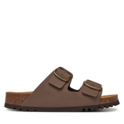 Klapki Scholl. Brązowe klapki damskie Scholl, bez wzorów, bez obcasa, bez zapięcia. Za 219.99 zł.