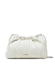 Calvin Klein Torebka Drawstring Plisse Crossbody LV04F3076G Biały. Białe torebki do ręki damskie Calvin Klein, bez wzorów, ze skóry, bez dodatków. Za 399.99 zł.