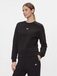 Tommy Jeans Bluza Badge DW0DW17325 Czarny Boxy Fit. Czarne bluzy damskie Tommy Jeans, m, bez wzorów, z bawełny, bez ramiączek, bez kaptura. Za 282.99 zł.