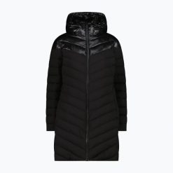 Płaszcz ocieplany damska CMP 35K3566 Snaps Hood Parka. Czarne płaszcze damskie CMP, bez wzorów, z puchu, sportowe, bez kołnierzyka, bez kaptura. Za 559.99 zł.