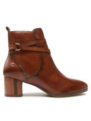 Pikolinos Botki W1Z-8841 Brązowy. Brązowe botki damskie Pikolinos, bez wzorów, ze skóry, bez obcasa, na słupku, bez zapięcia. Za 649.99 zł.