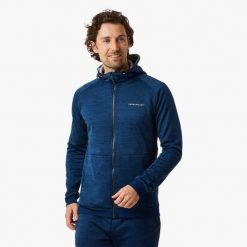 Sweter treningowy męski Swedemount Training Logo Zip Hood II szybkoschnący. Niebieskie swetry męskie SWEDEMOUNT, m, bez wzorów, z tkaniny, sportowe, bez kołnierzyka, bez ramiączek. Za 249.99 zł.