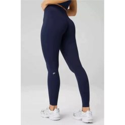 FABLETICS Damskie Legginsy Sportowe Wysoki Stan No-Seam PureLuxe. Niebieskie legginsy damskie FABLETICS, l, bez wzorów, z elastanu, z podwyższonym stanem, długie, na fitness i siłownię. Za 299.99 zł.