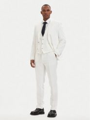 HUGO Garnitur Henry 50559672 Kremowy Slim Fit. Białe garnitury męskie Hugo, m, bez wzorów, z bawełny. Za 2,599.00 zł.