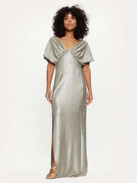 Lola Casademunt by Maite Sukienka wieczorowa MS2416014 Złoty Regular Fit. Żółte sukienki damskie Lola Casademunt by Maite, xs, bez wzorów, z syntetyku, wizytowe, bez kołnierzyka, bez ramiączek. Za 819.99 zł.