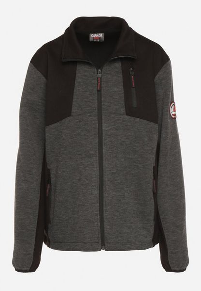 Szaro-Czarna Bluza z Łączonych Materiałów ze Stójką i Suwakiem Fenesea. Szare bluzy męskie Born2be, l, bez wzorów, z jeansu, klasyczne, bez ramiączek, bez kaptura. Za 119.99 zł.