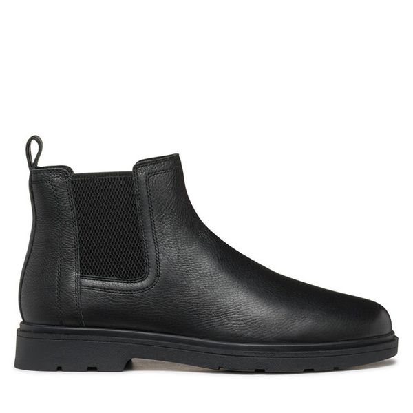 Sztyblety Geox. Czarne botki męskie Geox, bez wzorów, bez obcasa, bez zapięcia. Za 509.99 zł.