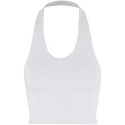 Top z jersey damski Urban Classics Basic. Białe topy damskie Urban Classics, bez wzorów, z dżerseju, bez kołnierzyka, bez ramiączek. Za 142.00 zł.