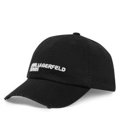 Czapka z daszkiem Karl Lagerfeld Jeans. Czarne czapki damskie Karl Lagerfeld Jeans, bez wzorów, z jeansu. Za 239.99 zł.