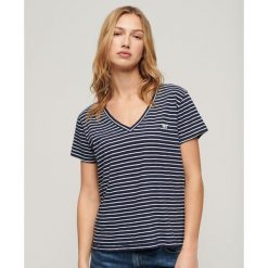 T-shirt Studios Slub Emb Vee Tee od SUPERDRY. Niebieskie koszulki sportowe damskie Superdry, bez wzorów, bez ramiączek. Za 141.50 zł.