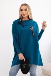 Bluza oversize z asymetrycznymi bokami morski. Zielone bluzy damskie KESI, l, bez wzorów, z bawełny, bez ramiączek, bez kaptura. Za 209.11 zł.