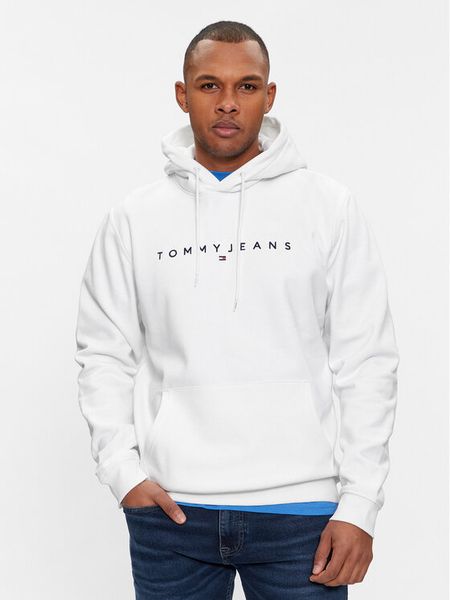 Tommy Jeans Bluza Linear Logo DM0DM17985 Biały Regular Fit. Białe bluzy męskie Tommy Jeans, m, bez wzorów, z bawełny, bez ramiączek, bez kaptura. Za 429.99 zł.