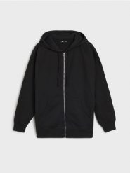 Bluza z kapturem zapinana na zamek - czarny. Czarne bluzy damskie Sinsay, l, bez wzorów, bez ramiączek, z kapturem. Za 25.99 zł.