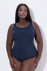 Damskie Strój kąpielowy bardzo miękka podszewka marszczenie z boku. Czarne stroje kąpielowe damskie Ulla Popken, plus size, bez wzorów, z elastanu. Za 111.99 zł.