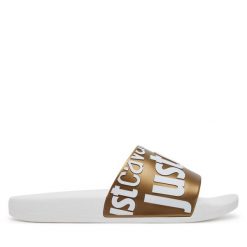 Klapki Just Cavalli. Żółte klapki damskie Just Cavalli, bez wzorów, bez obcasa, bez zapięcia. Za 199.99 zł.