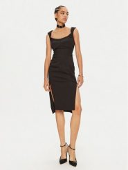 Babylon Sukienka koktajlowa E00717 Czarny Slim Fit. Czarne sukienki damskie Babylon, bez wzorów, z syntetyku, wizytowe, bez kołnierzyka, bez ramiączek. Za 889.99 zł.