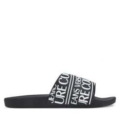 Klapki Versace Jeans Couture. Czarne klapki męskie Versace Jeans Couture, bez wzorów, z jeansu, bez zapięcia. Za 199.99 zł.