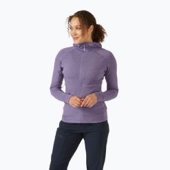 Bluza damska Rab Nexus Hoody. Fioletowe bluzy damskie RAB, l, bez wzorów, z elastanu, sportowe, bez ramiączek, bez kaptura. Za 369.99 zł.