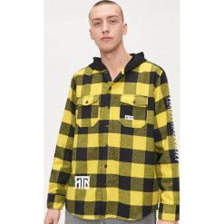Koszula oversize z kapturem - Żółty. Żółte koszule męskie Cropp, l, bez wzorów, bez kołnierzyka, bez ramiączek. Za 99.99 zł.