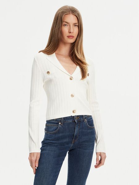 Guess Kardigan W5YR11 Z0130 Biały Regular Fit. Białe kardigany damskie Guess, xl, z aplikacjami, z wiskozy, bez kołnierzyka. Za 249.99 zł.