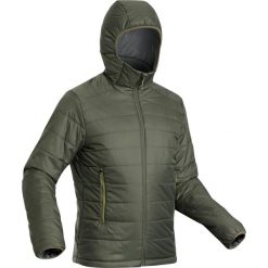 Kurtka trekkigowa męska zimowa Forclaz MT100 - 5°C. Czarne kurtki męskie FORCLAZ, na zimę, l, bez wzorów, z materiału, sportowe, bez kaptura. Za 179.99 zł.