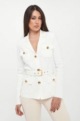 Żakiet damski dzianinowy ELISABETTA FRANCHI. Marynarki i żakiety damskie Elisabetta Franchi, bez wzorów, z dzianiny, bez kołnierzyka, bez ramiączek. Za 2,549.00 zł.
