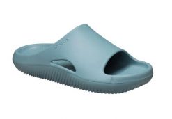 Klapki Dla Dorosłych Crocs Mellow Recovery Slide. Zielone klapki damskie Crocs, bez wzorów, z materiału, bez obcasa, bez zapięcia. Za 199.99 zł.