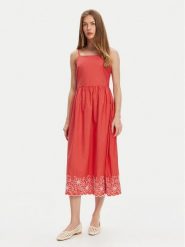United Colors Of Benetton Sukienka letnia 4KUSDV0B7 Czerwony Regular Fit. Czerwone sukienki damskie United Colors Of Benetton, na lato, s, bez wzorów, z bawełny, bez kołnierzyka, bez ramiączek. Za 249.99 zł.