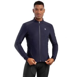 Męska kurtka rowerowa softshell Kolarstwo Siroko J1 Elba. Niebieskie kurtki męskie SIROKO, m, bez wzorów, z materiału, bez kaptura, rowerowe. W wyprzedaży za 414.50 zł.