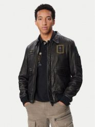Aeronautica Militare Kurtka skórzana 262PN0895U100839 Czarny Regular Fit. Czarne kurtki męskie Aeronautica Militare, m, bez wzorów, bez kaptura. Za 3,279.00 zł.