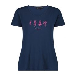 T-shirt z szerokim dekoltem damski CMP. Niebieskie t-shirty damskie CMP, bez wzorów, sportowe, bez kołnierzyka, bez ramiączek. Za 217.50 zł.