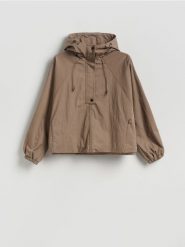 Parka z kapturem - brązowy. Brązowe parki damskie Reserved, l, bez wzorów, z tkaniny, z kapturem. Za 199.99 zł.