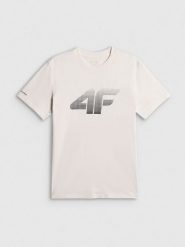 4F T-shirt regular z nadrukiem męski - biały M. Białe t-shirty męskie 4F, m, bez wzorów, z bawełny, bez kołnierzyka, bez ramiączek. Za 69.99 zł.