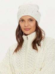 Guess Czapka AW5213 POL01 Biały. Białe czapki damskie Guess, na zimę, z aplikacjami, z materiału. Za 169.99 zł.