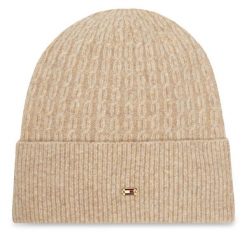 Czapka Tommy Hilfiger. Brązowe czapki damskie Tommy Hilfiger, na zimę, bez wzorów. Za 259.99 zł.