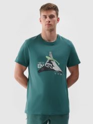 4F T-shirt regular z nadrukiem męski - zielony XXL. Zielone t-shirty męskie 4F, m, bez wzorów, z bawełny, bez kołnierzyka, bez ramiączek. W wyprzedaży za 39.99 zł.