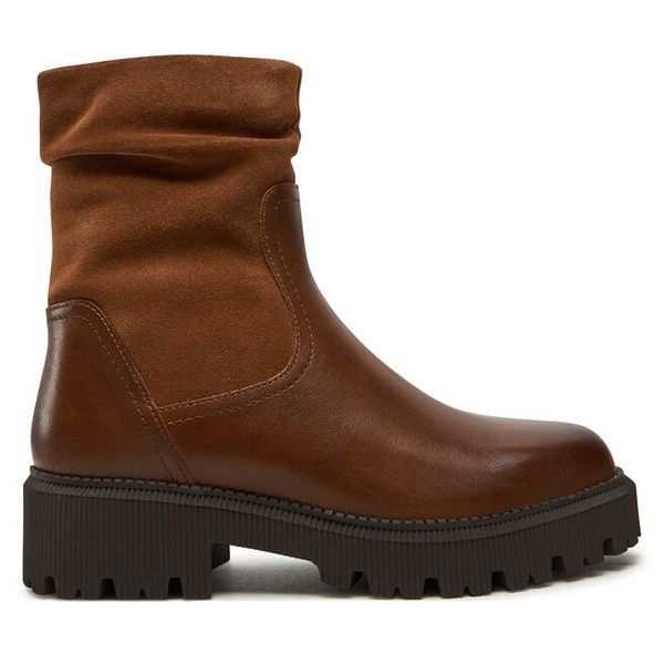 Botki Caprice. Brązowe botki damskie Caprice, bez wzorów, bez obcasa, na płaskiej podeszwie, bez zapięcia. Za 359.99 zł.