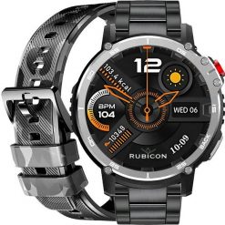 Zegarek męski SMARTWATCH moro militarny z bransoletą. Zegarki męskie Rubicon, bez wzorów. Za 452.36 zł.