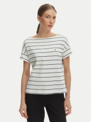 Tommy Hilfiger T-Shirt WW0WW49723 Écru Loose Fit. Białe t-shirty damskie Tommy Hilfiger, s, bez wzorów, z bawełny, bez kołnierzyka, bez ramiączek. Za 249.99 zł.